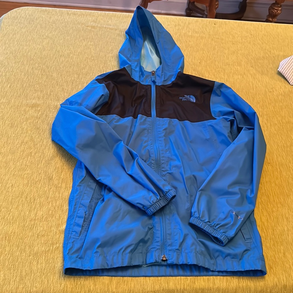 North Face Blue Hooded Spring/Rain Jacket Boy’s L